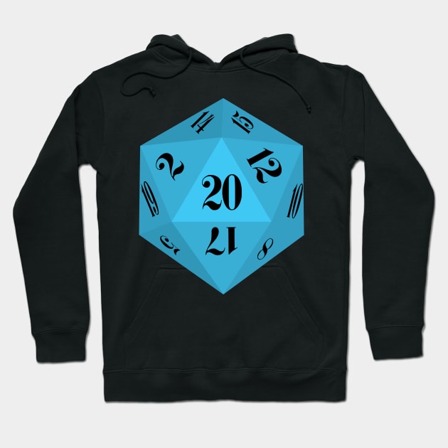 Blue 20-Sided Dice Design Hoodie by GorsskyVlogs